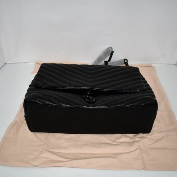 Rebecca Minkoff Edie Quilted Leather Flap Shoulder Bag in Black #XF18MEQD37 NWT - Picture 7 of 7